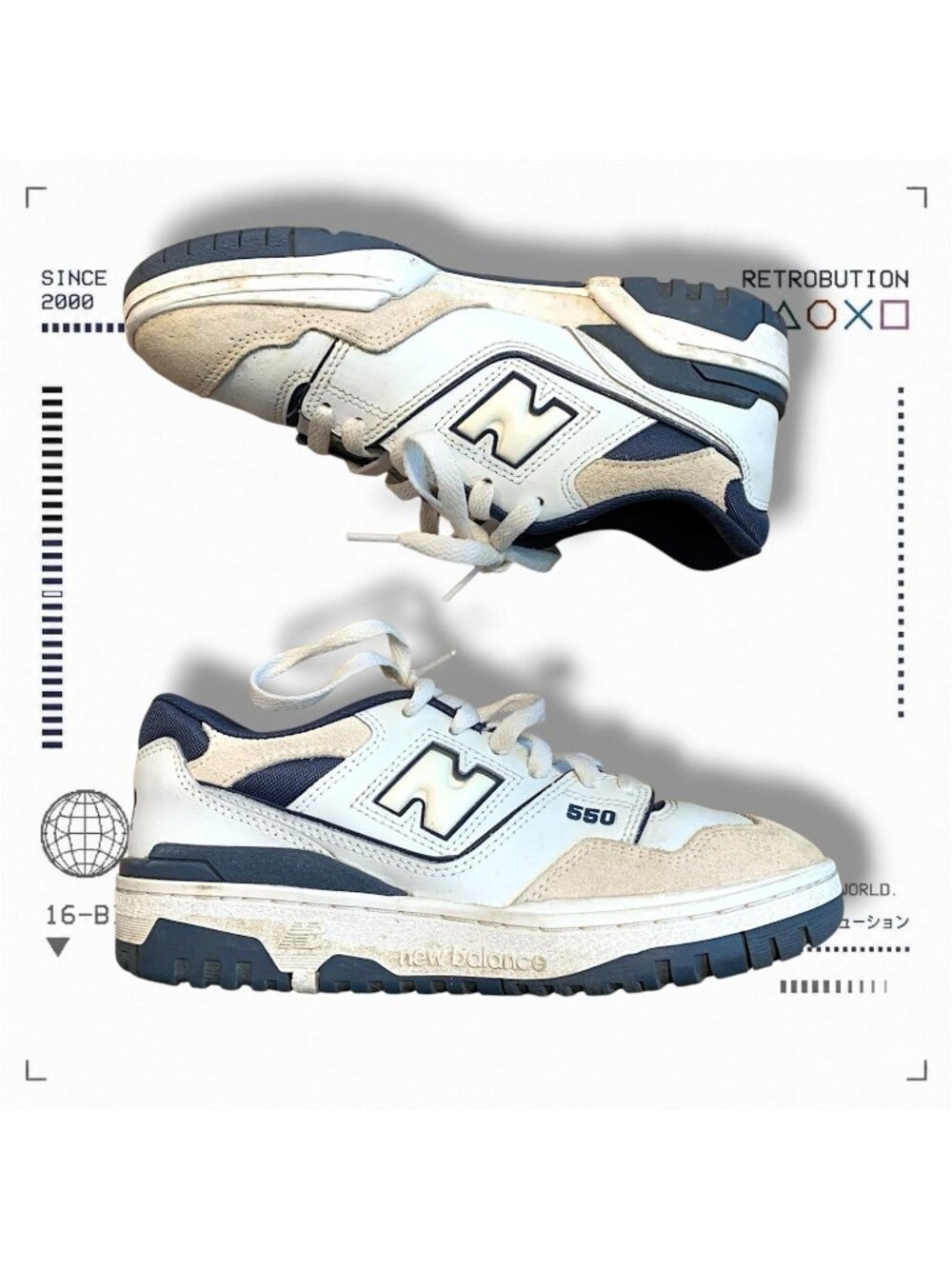 New Balance 550 Sneaker Shoes White Blue Size 4.5 US Mens / 6 Women’s
